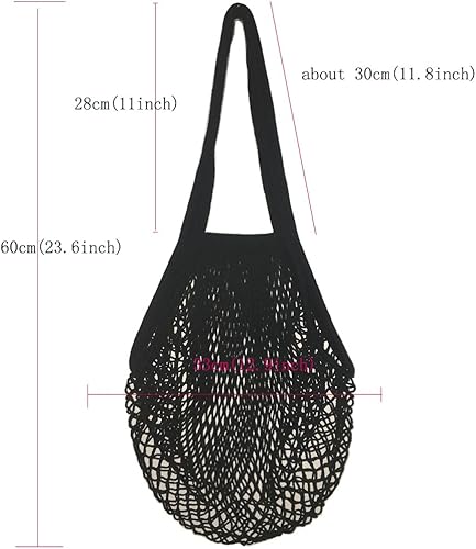 Sac de rangement en maille Metyou - Portable et réutilisable - Idéal pour les courses, le shopping, etc Noir 02 - Nail Gallerys