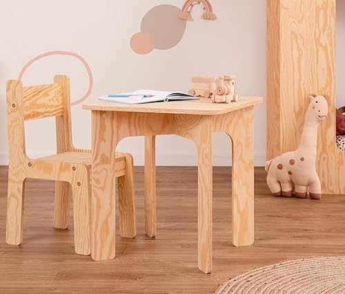 SMARTWOOD Table avec Chaise pour Enfants Mimi Tab + KR, Naturel, ECO - Nail Gallerys