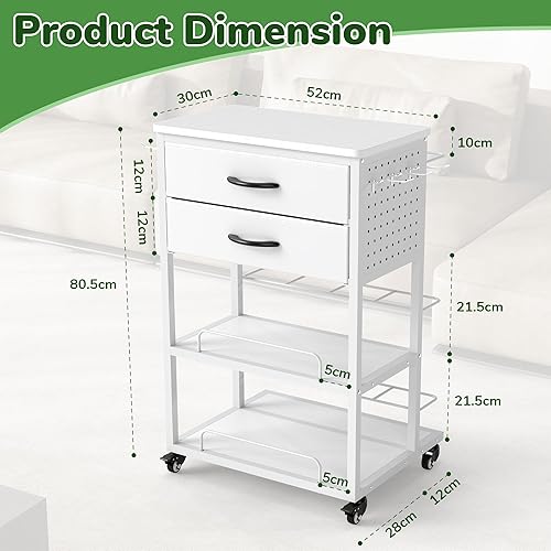 Chariot de rangement de papier d'emballage compatible avec la machine Cricut - Chariot de rangement à roulettes avec 2 tiroirs pliables en tissu - Table d'artisanat avec support en vinyle pour salle - Nail Gallerys