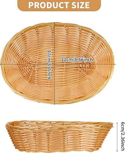Aramanara Lot de 12 petits paniers à pain ovales tissés en plastique, 22 x 17 x 6 cm, panier de service imitation rotin pour cuisine, restaurant, centre de table - Nail Gallerys