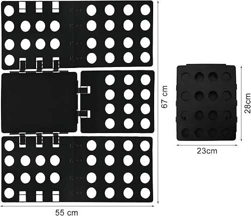Heanvmyss Planche à Plier Vêtements,Planche a Plier le Linge,Aide au Pliage du Linge,Organiseur Pliable à Rabat Enfant Adulte pour T Shirts,Pulls,Chemises,Pantalons,Jeans,Serviettes(57x67cm,Noir) - Nail Gallerys
