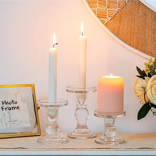 eKsdf Lot de 2 bougeoirs en verre transparent - Pour mariage, table à manger, dîner, Noël - Hauteur : 8,6 cm - Nail Gallerys