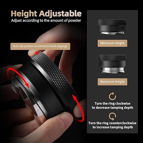 MHW-3BOMBER Distributeur de café 54 mm, niveleur d'expresso réglable pour porte-filtre de 53 mm/54 mm, outil de distribution de précision de 53,35 mm, distributeur CD Espresso amovible, T6093L4-OS - Nail Gallerys