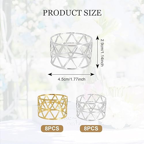 Boucle De Serviette De Table 8 Pièces Rond De Serviette De Table Anneau De Serviette En Métal Table Réutilisable Boucle De Serviette Anneaux Serviette En Maille Ensemble Pour Décoration Table (Argent) - Nail Gallerys