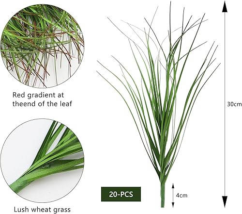 HOMEJOY Lot de 20 paquets d'herbes artificielles pour l'extérieur - 30 cm - Herbes artificielles - Résistantes aux UV - Résistantes aux intempéries - Herbes décoratives pour l'extérieur, l'intérieur - Nail Gallerys