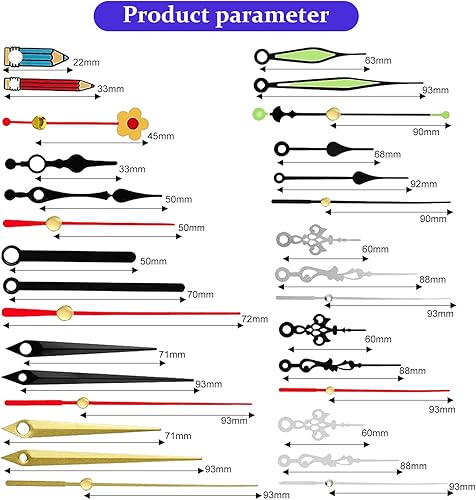 7 pièces d'horloge murale : mouvement à couple élevé pour horloge murale avec 10 jeux d'aiguilles, mécanisme à quartz silencieux outil de réparation, mouvement avec aiguilles, pièces de rechange - Nail Gallerys