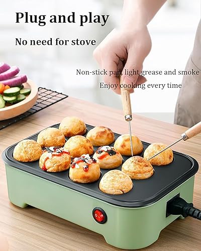 Machine à Takoyaki électrique, poêle à Takoyaki 12 trous avec couvercle, mini machine à boules de poulpe, machine de petit-déjeuner multifonction pour faire des boules de crêpes, des bouffées black - Nail Gallerys