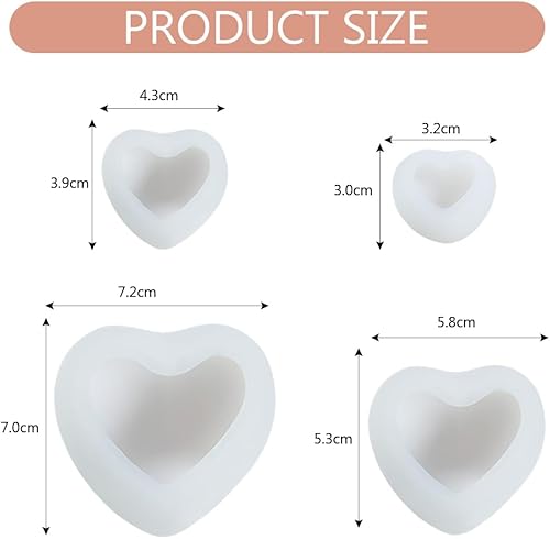 Ceihwa 4 Pièces Moule Silicone Coeur Resine Epoxy,Moules pour Bougies,Moule Bricolage,Moule à Savon Coeur,Moules Bougeoir 3d,Moule Chandelier Diy,Moules Bijoux Résine,pour Faits à la Main,Platre - Nail Gallerys