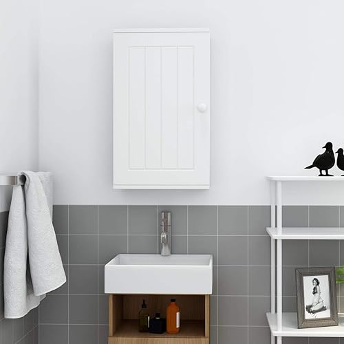 Panana Meuble de Salle de Bain, Armoire Murale Suspendu avec Étagère Réglable pour Salle de Bain Couloir Salon, 30 x 14 x 50 cm, Blanc - Nail Gallerys