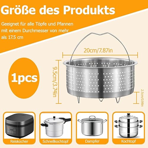 Insert de cuiseur vapeur en acier inoxydable 304, panier vapeur pour casseroles, casseroles, autocuiseurs, pour légumes, fruits, œufs (20 cm) - Nail Gallerys