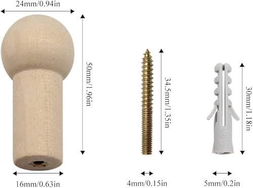 Yingcen 16 Pièces Patère en Bois Naturel Crochets Muraux en Bois Crochet de Cheville en Bois de Décoration Avec Vis 2,5 x 5,2 cm pour mur Manteau Chapeau Serviette Robe Cintre Charge Maximale 7 kg - Nail Gallerys