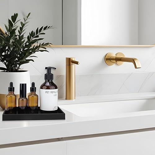 MOLENCO 2 Pièces Plateau Salle de Bain, Plateau Decoratif, Silicone Noir Plateau de Rangement Salle de Bain pour Salon, Chambre, Lavabo, Baignoire et évier de Cuisine - Nail Gallerys