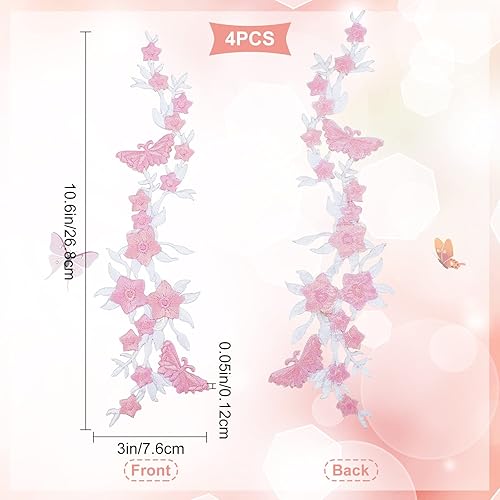 GORGECRAFT Lot de 4 Patchs Papillon Brodés et Fleurs Florales Thermocollantes à Coudre pour Vêtements Décolleté Embellissement Coupe (Bleu Ciel Clair) - Nail Gallerys