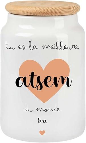 henrietteandco Pot à Cookies ATSEM Personnalisé avec Prénom | Cadeau Original Fin d’Année Scolaire ou Remerciement | Boîte à Biscuits Céramique Hermétique | Merci ATSEM (Arc-en-ciel-2) - Nail Gallerys