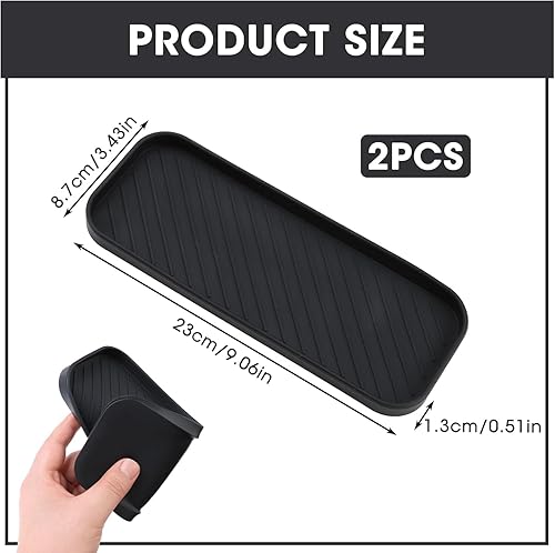 Ensemble de 2 Organiseurs d'Évier en Silicone Noir - Rangement Pratique pour Cuisine et Salle de Bain Cuisine Organisateur de Salle de Bain Rangement éponges, Tapis de Drainage pour éponges - Nail Gallerys