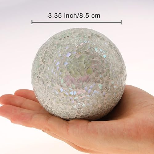 Yatinkim Lot de 3 boules décoratives en verre mosaïque pour bols de 8,5 cm - Vert - Boules de table basse - Pour fête, salon, mariage - Nail Gallerys