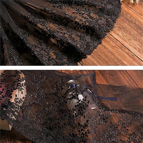10 Yards 32 cm Tissu Brodé en Dentelle Ruban en Tulle Avec Bordure en Dentelle Rubans de Dentelle Rouleau de Dentelle Bordure Passementerie Dentelle Rubans Macramé Dentelle Plissetté,02-Noir-Soie Lait - Nail Gallerys