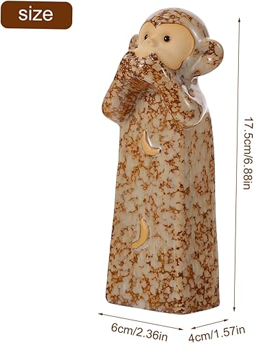 VOSAREA Lot De 3 Figurines De Singe en Céramique Statue De Singe 3 Sages Ornement pour La Décoration Intérieure - Nail Gallerys