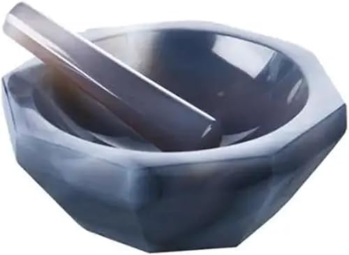 AMEEDA Mortier et Pilon Ensemble de mortier et Pilon en Agate Naturelle, Toutes Tailles, 30mm, 50mm, 70mm, 100mm, 120mm, for Le meulage de Recherche(ID 180MM) - Nail Gallerys