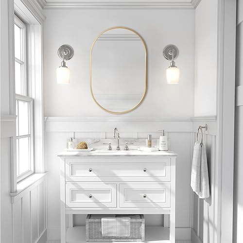 zenmag Miroir Ovale Dore, 80x50 cm Metal Framed Hanging Wall Mirror, Large Bathroom Mirror, Gold Wall Mirror for Living Room Bedroom Entryway Home Decor - Nail Gallerys