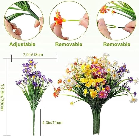 Lot de 6 marguerites artificielles for l'extérieur, fausses fleurs améliorées, verdure réaliste résistante aux UV for jardin intérieur/extérieur, véranda, jardinière, décoration de ferme(Orange) - Nail Gallerys