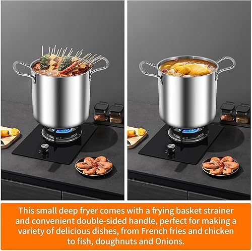 Générique Marmite à Frire pour Poisson, Pot à Frire, Friteuse de 3,5 L avec Panier Passoire, Outil d'accessoires de cuisine, Marmite de Cuisson Portable avec Poignées Anti-brûlure - Nail Gallerys