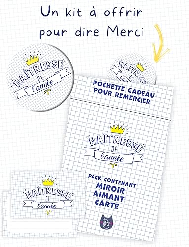 Ticky-Tacky Kit Cadeau Maîtresse Pack Carte + Miroir + Aimant Maîtresse de l'année Couronne | Cadeau pour la maîtresse - Nail Gallerys