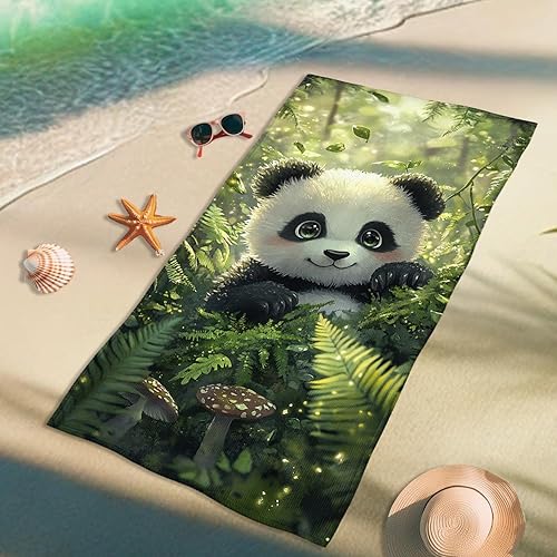 Serviette de plage en microfibre à motif panda mignon, serviette de bain à séchage rapide, absorbante, douce, anti-sable, légère, pour les vacances, les pique-niques, les voyages, les essentiels de - Nail Gallerys