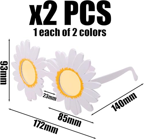 OAOSDH 2 Morceaux De Verres De Marguerites, Accessoires De Photo De Fête, Lunettes Créatives, Verres Drôles, Dessins Animés De Mignons. - Nail Gallerys