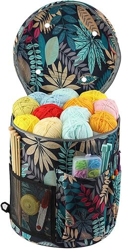 Katech Sac à Pelote de Laine Crochet Tricot, Sac Rangement Fils Textiles, Sac Tricot pour Laine/Aiguille à Tricoter/Crochet/Accessoires, Crochet Sac Fourre-TOU Grande Capacité, Bleu - Nail Gallerys