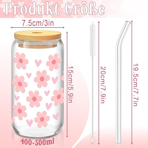 Verre avec Couvercle et Paille, 500ml Gobelet avec Paille, Verre Matcha, Verre avec Paille, Réutilisables Verre Smoothie Cocktail Café - Nail Gallerys