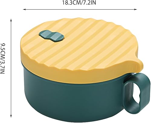 Ceblish Set de Bols Ramen, Ramen Bowl en Acier Inoxydable avec Baguettes, 1200ML Bol de Soupe Japonaise, Bol Ramen avec Couvercle, Bol Instantané pour Nouilles, Bento, Déjeuner (Vert-Jaune) - Nail Gallerys
