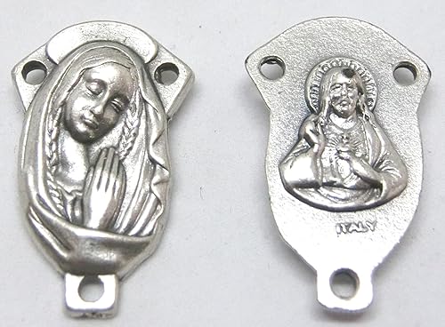 GTBITALY LR15A Crocire Madonna et sacré Cœur de Jésus pour chapelet en argent galvanisé pour 10 pièces, mesure 2 cm - Nail Gallerys