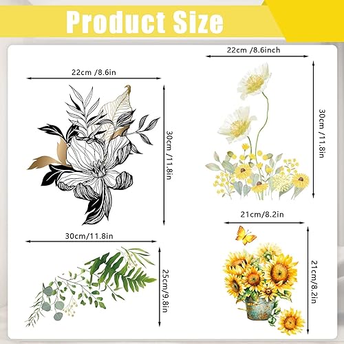 Haohai Lot de 4 autocollants amovibles en vinyle imperméable pour abattant de WC Motif tournesol et feuilles - Nail Gallerys