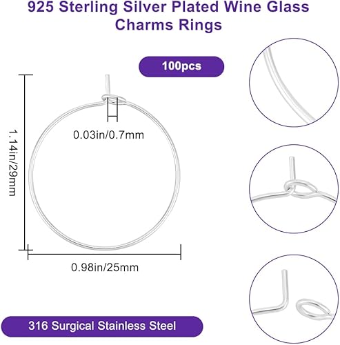 Beebeecraft 1 boîte de 100 pièces de 2 couleurs pour Boucles D'Oreilles Créoles Plaquées Or 18 carats 316 anneaux Ronds en Acier Inoxydable pour Verres à Vin Créoles à Perles Ouvertes pour Fabrication - Nail Gallerys