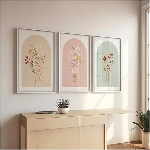 Tableaux Décoration Murale Moderne Lot De 3 Impressions De Fleurs À L'aquarelle Art De Fleurs Sauvages Décoration De Maison Simple Et Moderne Bouquet Bohème Peinture sur Toile sans Cadre(50x70cm) - Nail Gallerys