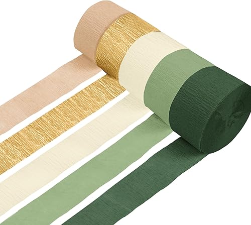 AOBKIAT Décorations de fête de mariage, 5 rouleaux de banderoles en papier crépon marron vert olive pour mariage, enterrement de vie de jeune fille, anniversaire, mariée/baby shower - Nail Gallerys