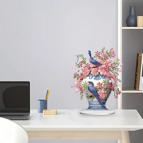 LYEAA Kit de Vase d'oiseau de Peinture de Diamant Fait à la Main, Ornement de Table créatif pour la décoration de Bureau et de Maison - Nail Gallerys