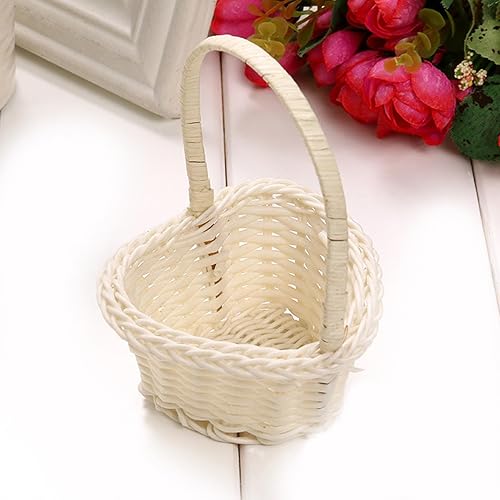 Corbeille En Osier Avec Anse | 4 Pièces Panier En Osier De Demoiselle D'honneur En Forme De Cœur | Paniers En Osiers En Rotin Avec Poignée | Décoration De Mariage Et De Pâques - Nail Gallerys