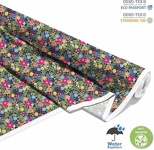 HEKO PANELS Oxford Tissu Imperméable Au Mètre Polyester De Couture D'ameublement Tissus Pour Mobilier Décorative Artisanat Rembourrage Fleurs Tropical 1 Mètre 155 x 100 cm - Nail Gallerys