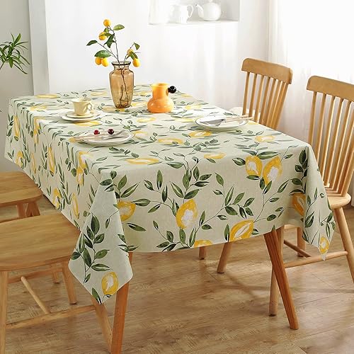 Arquiel Nappe Rectangle Citron Jaune, Nappes Antitache PVC ImperméAble Nappe RéSistante Et Lavable pour La Cuisine, Anniversaire Salon FêTe (140x180cm) - Nail Gallerys