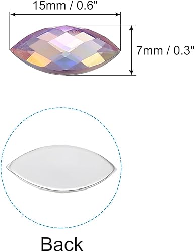 PATIKIL Marquise Gems, 40 Pcs 15x7mm Strass Acrylique Plat Dos Navette Œil De Cheval Cristal Gemmes pour Fabrication De Bijoux DIY Artisanat, AB Violet - Nail Gallerys