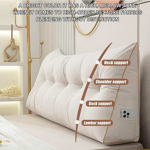 BaoTom Coussin de dossier pour lit, canapé, coussin de lecture, coussin cale, tête de lit, coussin dossier de lit, coussin lombaire, coussin de soutien pour lire hauteur de 50 cm (blanc cassé, 150 x - Nail Gallerys