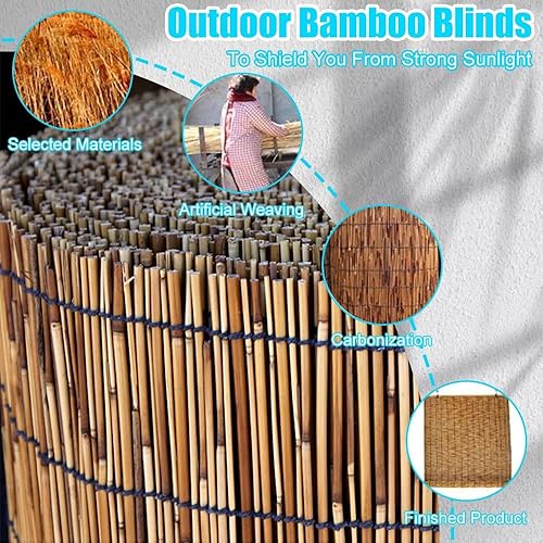 Store en Bambou Exterieur Naturel Store Enrouleur Protection Solaire Rideaux en Roseau avec Levage pour Patio Jardin Cuisine 50 75 100 125 150 175 180cm - Nail Gallerys