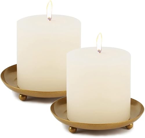 Alnicov Lot de 2 bougeoirs piliers de 11,2 cm pour bougies en cire, cônes d'encens, spa, mariage, prière, décoration de fête, doré - Nail Gallerys