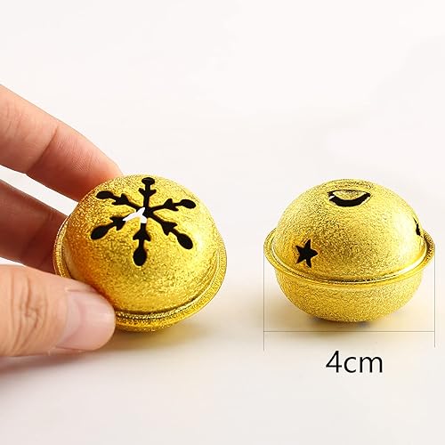 HERZWILD 24pcs Grelots de Noël 4cm Cloches en Métal Grandes Décoratives pour Arbre Décoration (Dorées) - Nail Gallerys