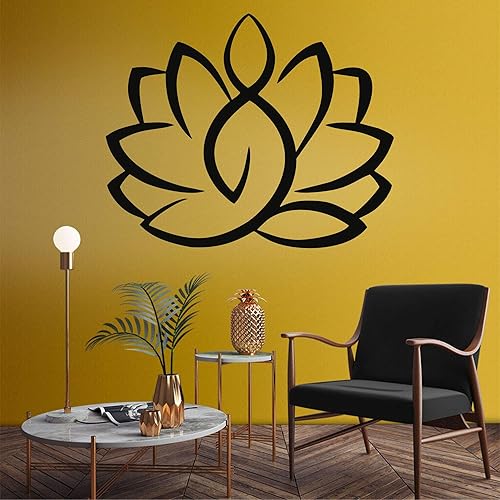 Art mural en métal fleur de lotus, décoration de la maison, décor de yoga, signe en métal (24'W x 19'H / 60x49cm) - Nail Gallerys