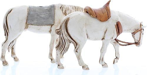 Moranduzzo 2 Chevaux Assortis pour Crèche de 10 Cm Échelle 1:20 - Figurines de Crèche Indestructibles - Peinture Finition à la Main, Produit Officiel, Fabriqué en Italie, Sculpteur M. Landi - Nail Gallerys