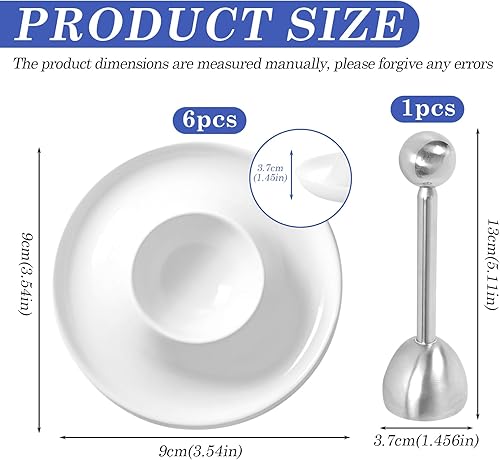 PRITOK Lot de 6 coquetiers en porcelaine : support à œufs en porcelaine blanche avec étagère, set de porte-œufs pour petit-déjeuner avec ouvre-œuf, support à œufs, empilable pour le petit-déjeuner - Nail Gallerys
