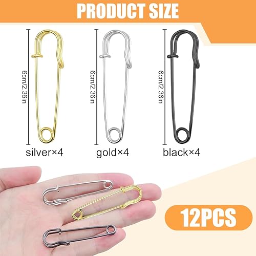 Grandes Épingles à Nourrice, Lot de 12 Épingles à Nourrice, Épingles à Nourrice Extra Larges, Très Grandes épingles à nourrice Robustes - Nail Gallerys